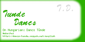 tunde dancs business card